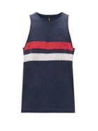 Matchesfashion.com Iffley Road - Lancaster Striped Recycled-blend Piqu Tank Top - Mens - Navy