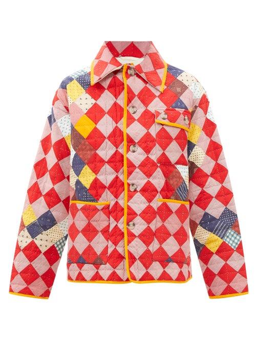 Bode - Calico Diamond-quilted Cotton Jacket - Womens - Red Multi