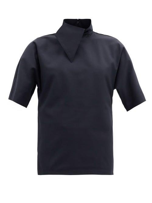 Matchesfashion.com Jil Sander - Foulard-collar Twill Blouse - Womens - Black