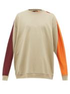 Matchesfashion.com Y/project - Colour Blocked Cotton Jersey Sweatshirt - Mens - Khaki