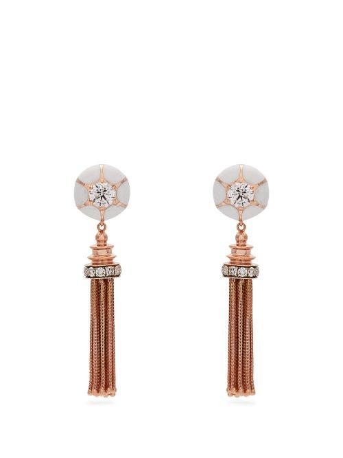 Matchesfashion.com Selim Mouzannar - Sea Flowers Diamond & 18kt Rose Gold Earrings - Womens - White