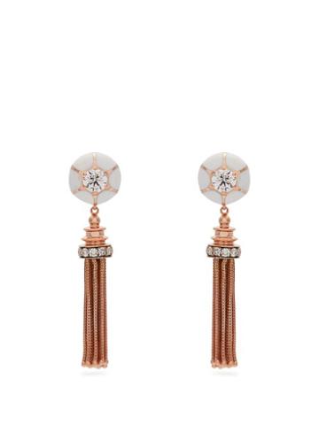 Matchesfashion.com Selim Mouzannar - Sea Flowers Diamond & 18kt Rose Gold Earrings - Womens - White