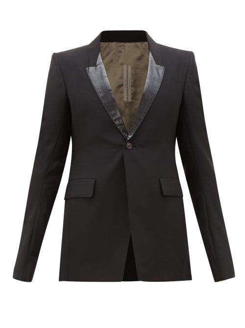 Matchesfashion.com Rick Owens - Contrast-lapel Single-breasted Tuxedo Jacket - Mens - Black