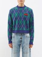 Liberal Youth Ministry - Distressed Argyle Wool-blend Sweater - Mens - Green