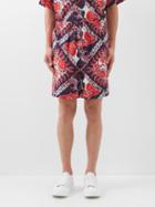 Valentino - Archive Manifesto Bandana-print Silk Shorts - Mens - Red White Blue