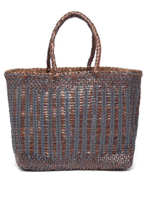 Matchesfashion.com Dragon Diffusion - Cannage Lizard Bi Colour Woven Leather Bag - Womens - Brown Multi