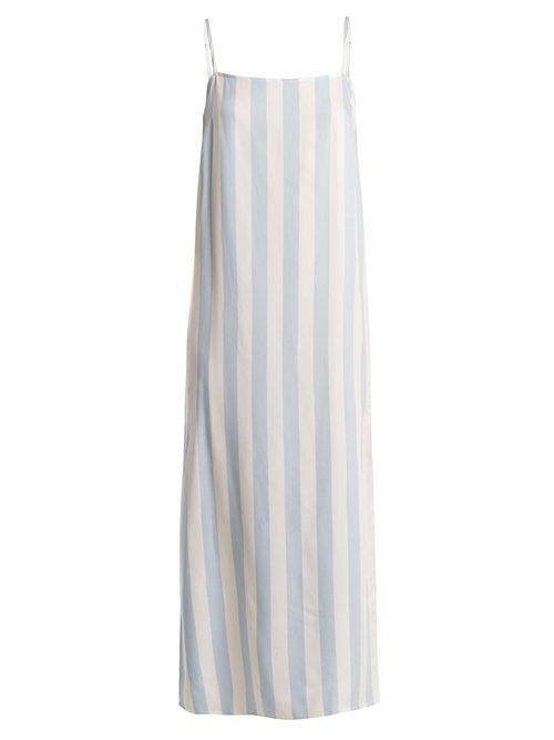 Matchesfashion.com Mara Hoffman - Sena Square Neck Striped Dress - Womens - Blue Stripe