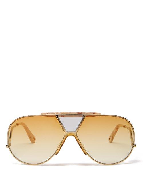 Matchesfashion.com Chlo - Alpina Aviator Sunglasses - Womens - Yellow