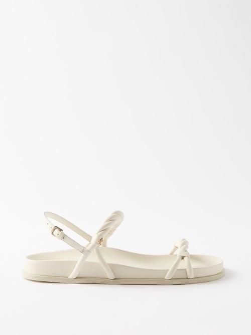 Jimmy Choo - Diosa Twisted-leather Flat Sandals - Womens - Cream