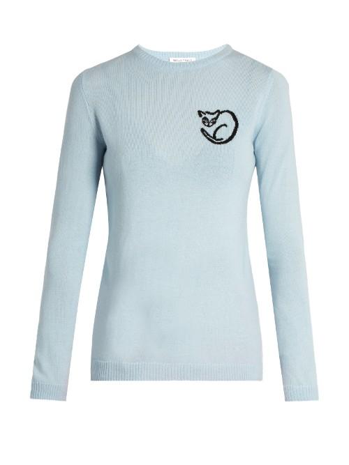 Bella Freud El Vera Cat Intarsia-knit Wool Sweater