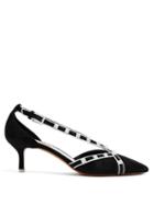 Matchesfashion.com Valentino - Free Rockstud Suede Pumps - Womens - Black White