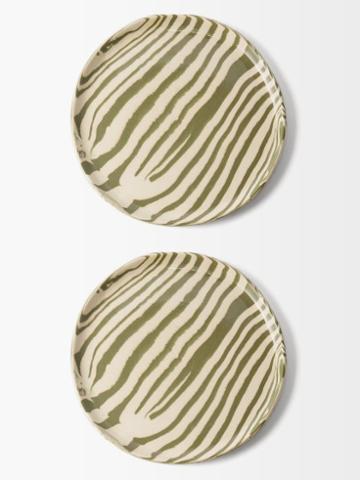 Henry Holland Studio - Set Of Two Marble-effect Earthenware Dinner Plates - Green White