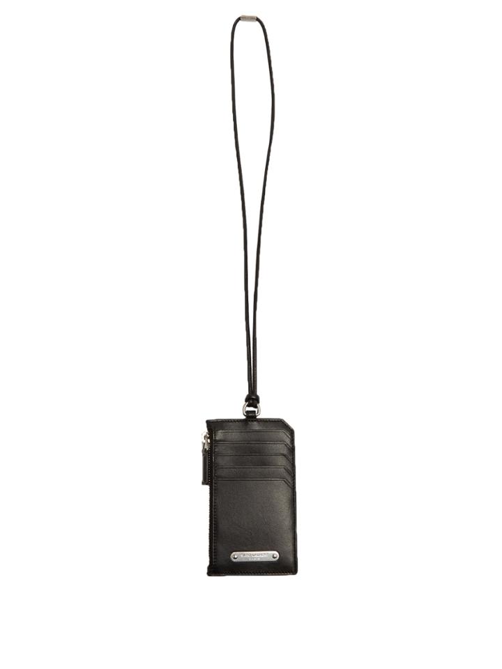 Saint Laurent Grained-leather Cardholder Lanyard