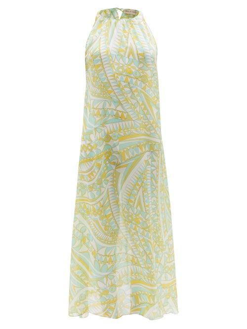 Emilio Pucci - Printed Silk-chiffon Dress - Womens - Green Print