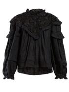 Matchesfashion.com Isabel Marant - Geoffrey Ruffle Neck Macram Lace Blouse - Womens - Black