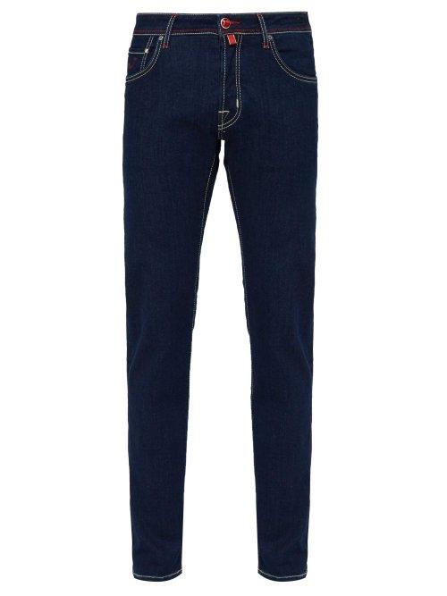 Matchesfashion.com Jacob Cohn - Contrast Stitch Mid Rise Jeans - Mens - Blue