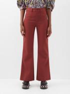 See By Chlo - High-rise Cotton-blend Flared Trousers - Womens - Dark Red