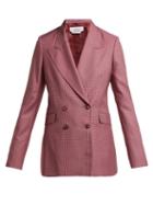 Matchesfashion.com Gabriela Hearst - Sophie Double Breasted Checked Wool Blend Blazer - Womens - Pink Multi