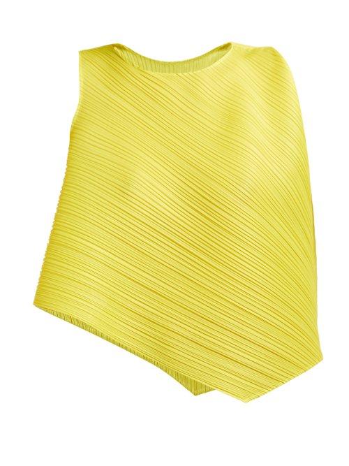 Matchesfashion.com Pleats Please Issey Miyake - Asymmetric Pleated Top - Womens - Yellow