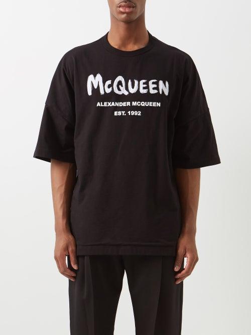 Alexander Mcqueen - Graffiti-logo Cotton-jersey T-shirt - Mens - Black White