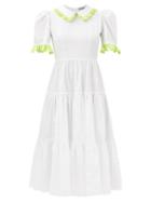 Batsheva - Lucy Ruffled Cotton Dress - Womens - White Multi