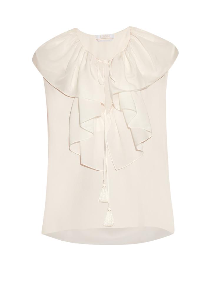 Chloé Ruffle-trimmed Silk-crepe Blouse
