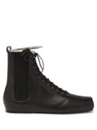 Matchesfashion.com Jil Sander - Combat Ring Detail Lace Up Leather Boots - Womens - Black
