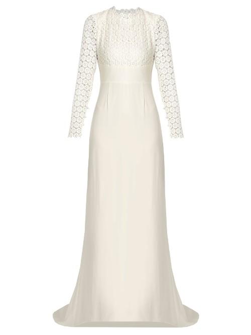 Self-portrait Eva Backless Lace And Crepe De Chine Gown