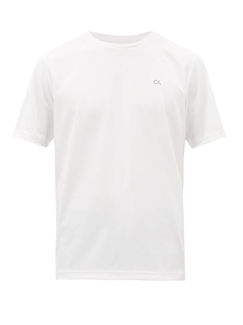 Matchesfashion.com Calvin Klein Performance - Logo Print Technical Piqu T Shirt - Mens - White Multi