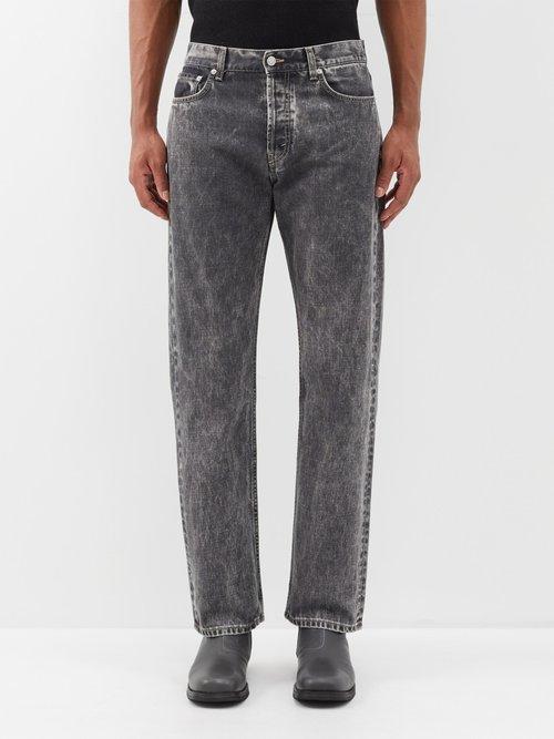 Sfr - Straight-leg Washed Jeans - Mens - Grey Black