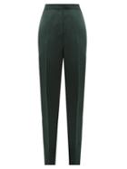 Matchesfashion.com Ssone - Metta Skinny-leg Side-striped Satin Trousers - Womens - Emerald