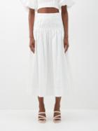 Aje - Enamour Gathered Cotton-poplin Midi Skirt - Womens - Ivory