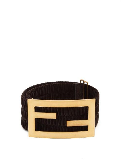 Matchesfashion.com Fendi - Ff-buckle Velvet Belt - Womens - Black