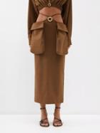 Christopher Esber - Cargo-pocket Checked Midi Skirt - Womens - Brown
