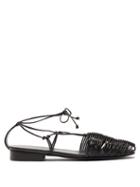 Matchesfashion.com Hereu - Valva Woven Leather Sandals - Womens - Black