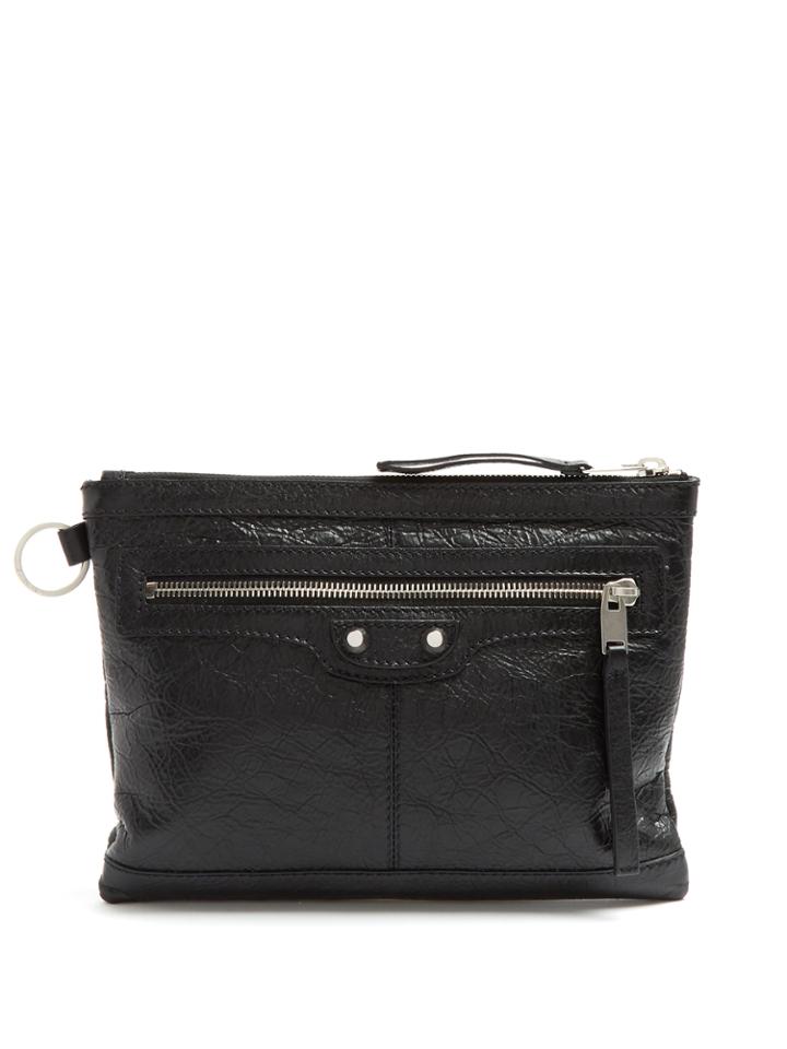 Balenciaga Clip S Creased-leather Pouch