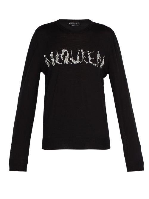 Matchesfashion.com Alexander Mcqueen - Skeleton Intarsia Wool Sweater - Mens - Black Multi