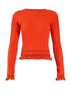 Matchesfashion.com Altuzarra - Malou Ruffled Cuff Ribbed Knit Sweater - Womens - Orange