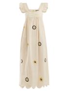 Alexachung Fifi Floral-embroidered Ruffle-trimmed Smock Dress