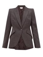 Matchesfashion.com Alexander Mcqueen - Single Breasted Wool Flannel Jacket - Womens - Light Grey