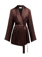 Matchesfashion.com Raey - Shawl Collar Silk Satin Pyjama Jacket - Womens - Burgundy