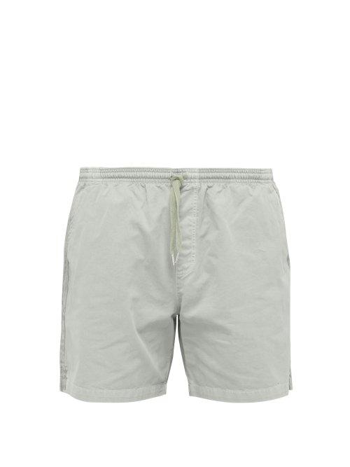 Matchesfashion.com Schnayderman's - Garment Dyed Cotton Twill Shorts - Mens - Light Green