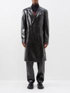 Raf Simons - Double-breasted Faux-leather Overcoat - Mens - Black