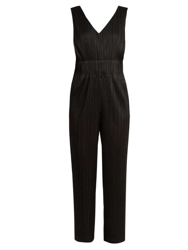 Pleats Please Issey Miyake V-neck Pleated Jumpsuit