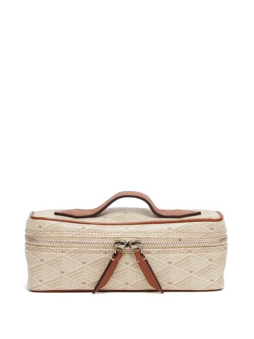 Matchesfashion.com Mtier London - Logo Print Coated Canvas Makeup Bag - Womens - Cream