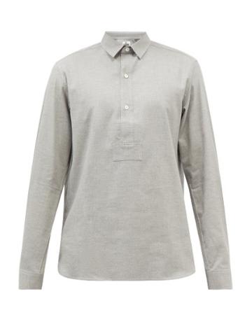 Sbline - Half-buttoned Cotton-flannel Shirt - Mens - Grey