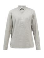 Sbline - Half-buttoned Cotton-flannel Shirt - Mens - Grey