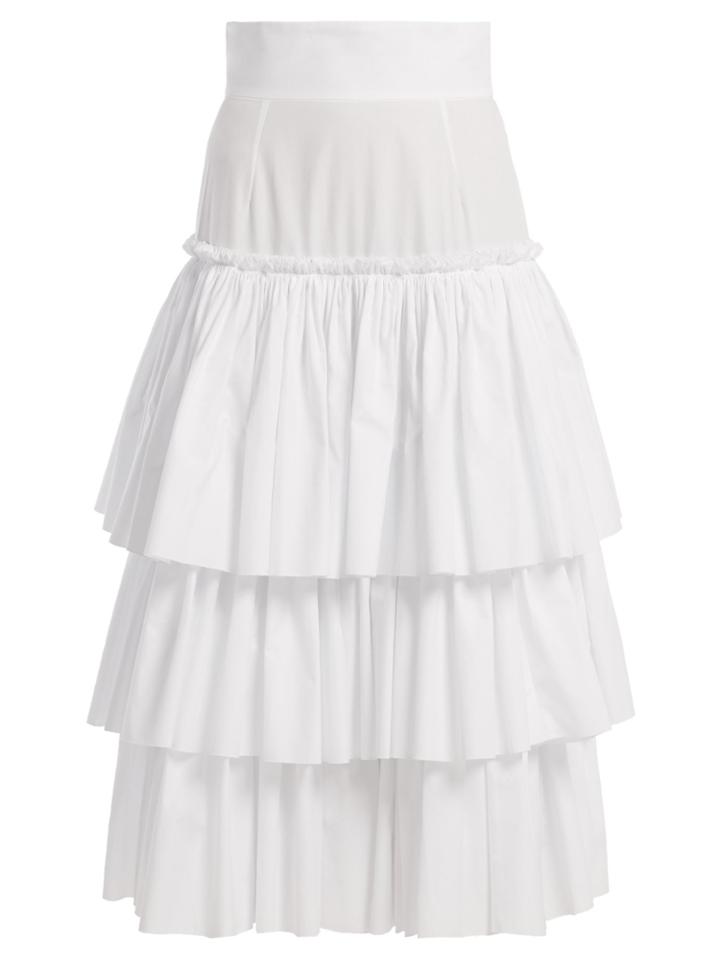 Dolce & Gabbana High-rise Gathered Cotton-poplin Maxi Skirt
