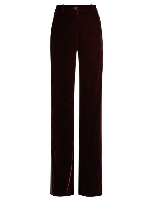 Roberto Cavalli High-rise Wide-leg Velvet Trousers