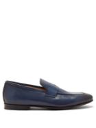 Mens Shoes Dunhill - Chiltern Patinated-leather Penny Loafers - Mens - Navy